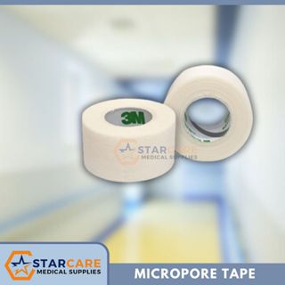 Transpore latex-free hypoallergenic adhesive tape. Dimensions: ½-in. x  30-ft./1.25 cm x 9 m