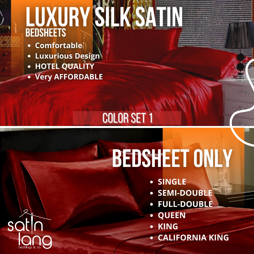 BEDSHEET Only SILK Satin Fully Garterized ( SINGLE, DOUBLE, FULL
