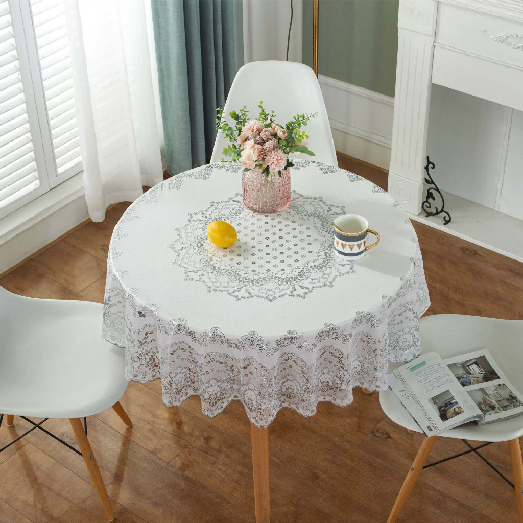 132cm Round Tablecloth 4 Seater Waterproof Oil Proof Table Cloth High ...