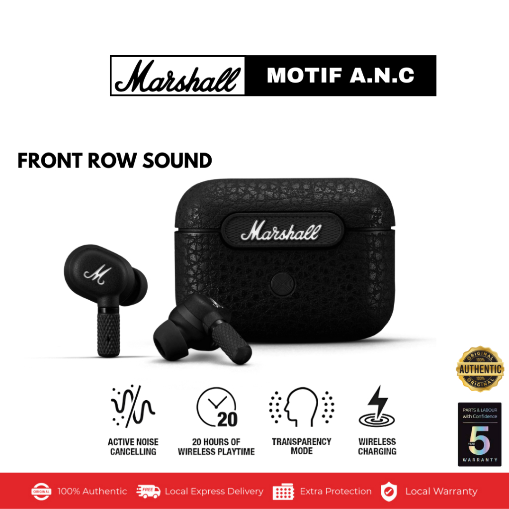 MARSHALL EARPHONES/HEADPHONES/EARBUDS MOTIF II ANC • BLACK