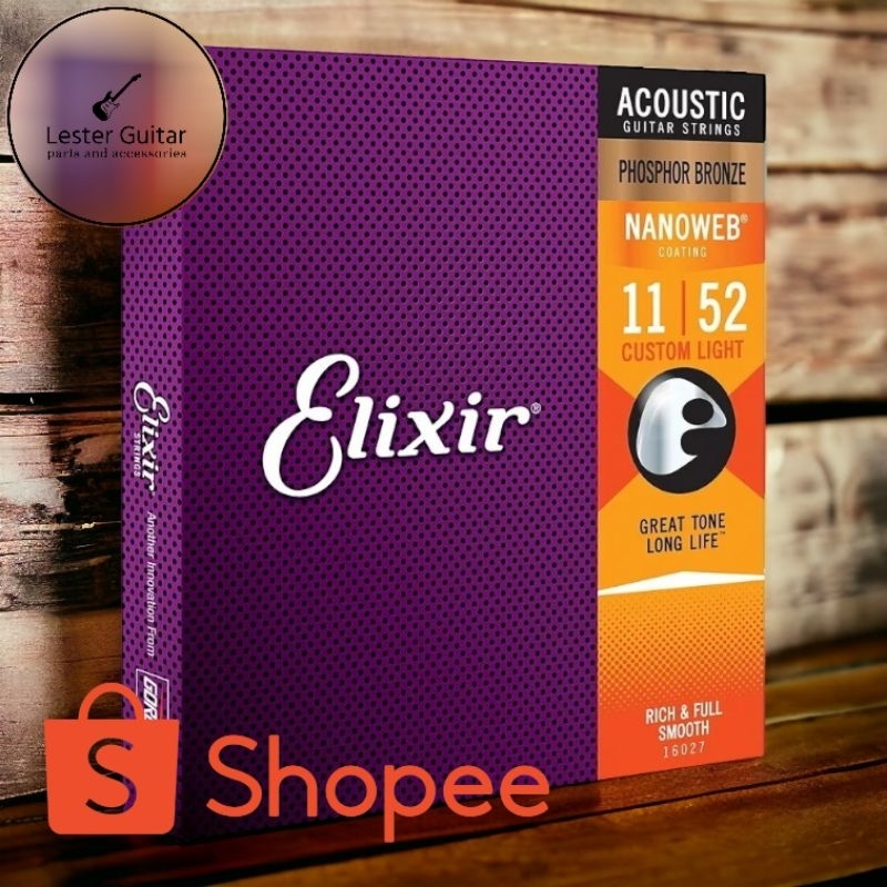 Elixir Phosphor Bronze Custom Light 11 52 Acoustic Guitar Strings