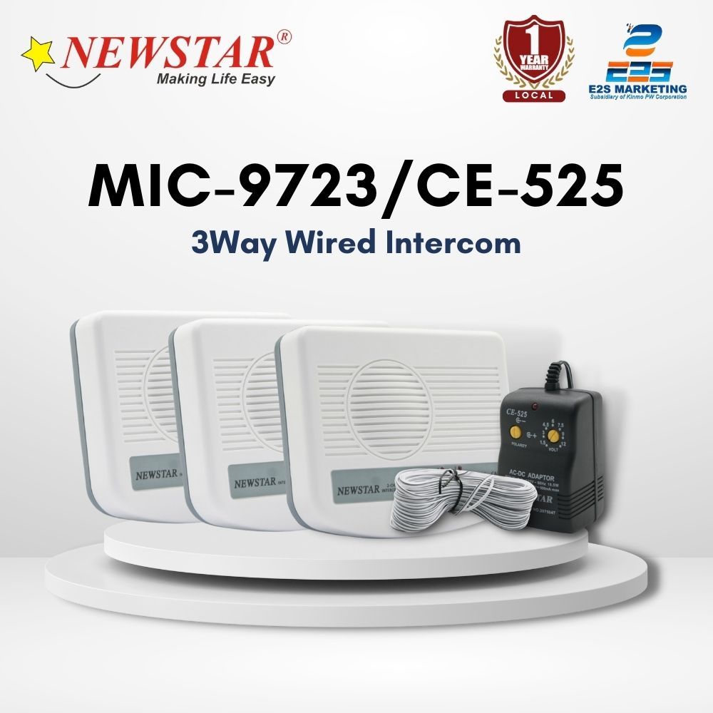 Newstar 3Way Wired Intercom (One Main & Two Sub) with 500mA Multiple AC ...