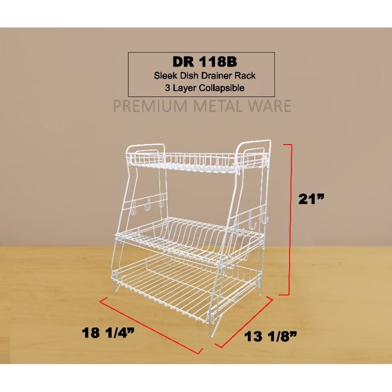 MetalCreation Dish Rack Drainer 3L Collapsible Plate Organizer Sink ...
