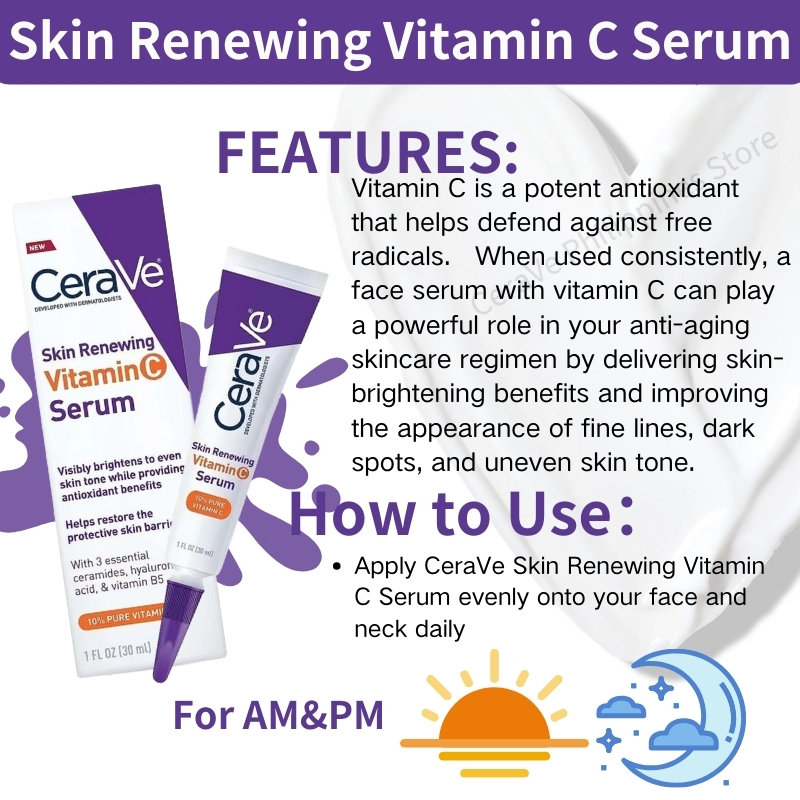 CeraVe Skin Renewing Vitamin C Serum Dark Spot Wrinkles Remover For