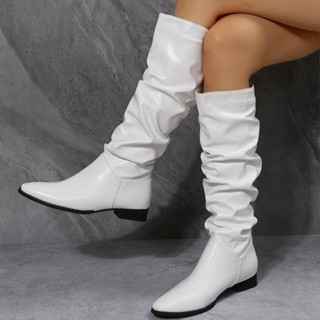 Flat white leather on sale boots