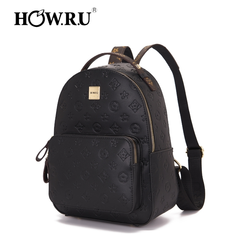 HOW.R.U Bags Authentic Quality Large Capacity PU Leather Woman Back