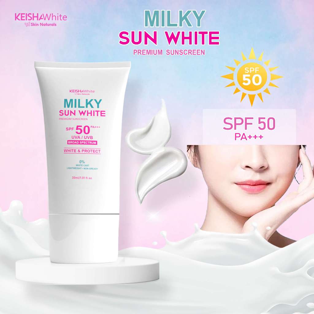 MILKY SUN WHITE Premium Sunscreen SPF50 PA+++ UVA / UVB Whitens ...