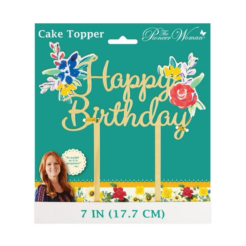 Pioneer Woman Plastic Happy Birthday Flowers Cake Topper Shopee