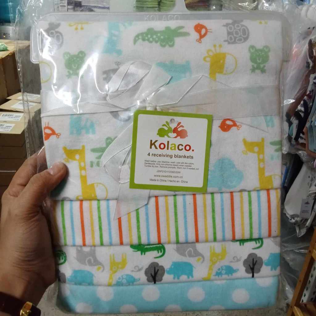 SUPER SALE! KOLACO Flannel 4pcs Multi-Purpose Receiving Blanket