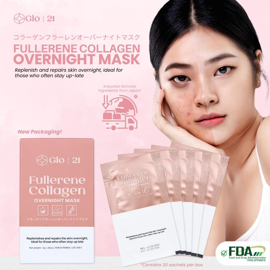 GLO21 Fullerene Collagen Overnight Mask - All Skin Types Sensitive Skin ...