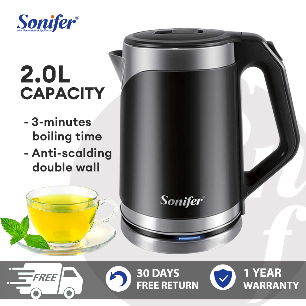 Sonifer electric kettle heater kettle stainless 2L water heater kettle