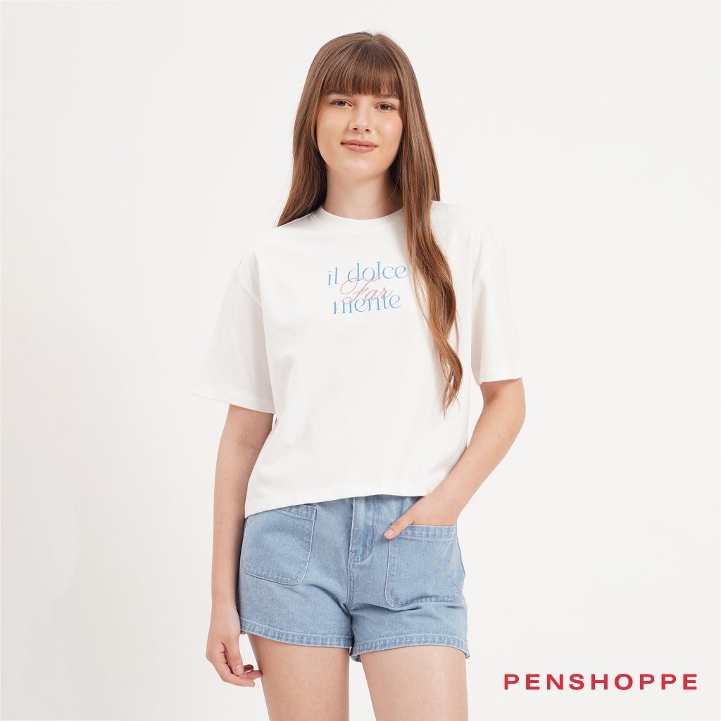 Penshoppe Il Dolce Far Niente Loose Fit Graphic T-Shirt For Women (Off