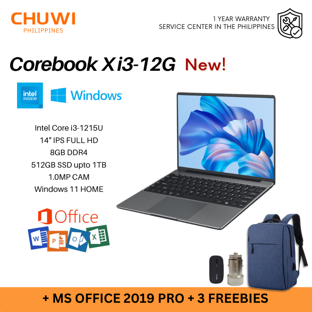 Chuwi Corebook X i3-12G | 14'' Laptop 2K| Windows 11 Home | Shopee