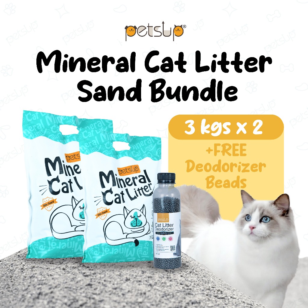 Petsup Mineral Cat Litter Sand 3kg Scooper Bundle - Ultra Premium With 