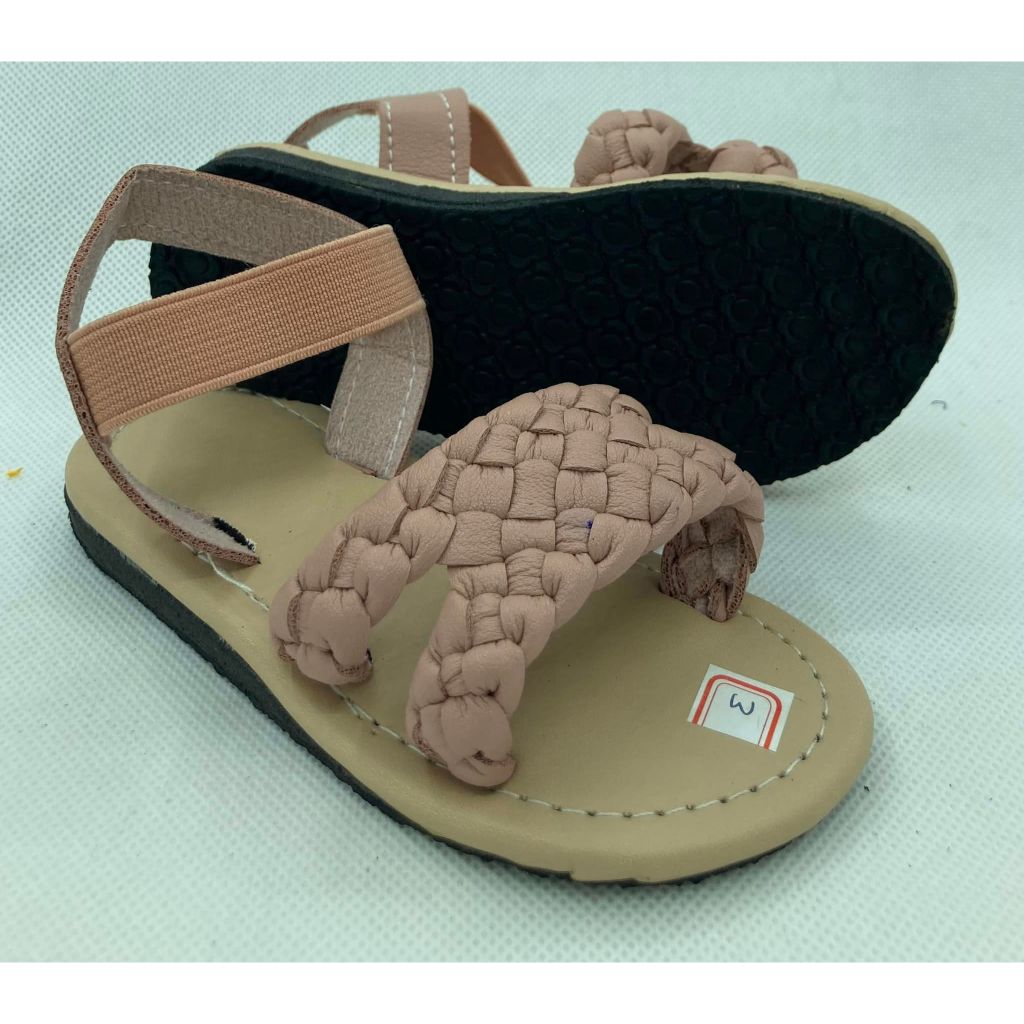 Flat Hard Sole Braided Plain Color Sandals up to 2 years old Shopee Philippines