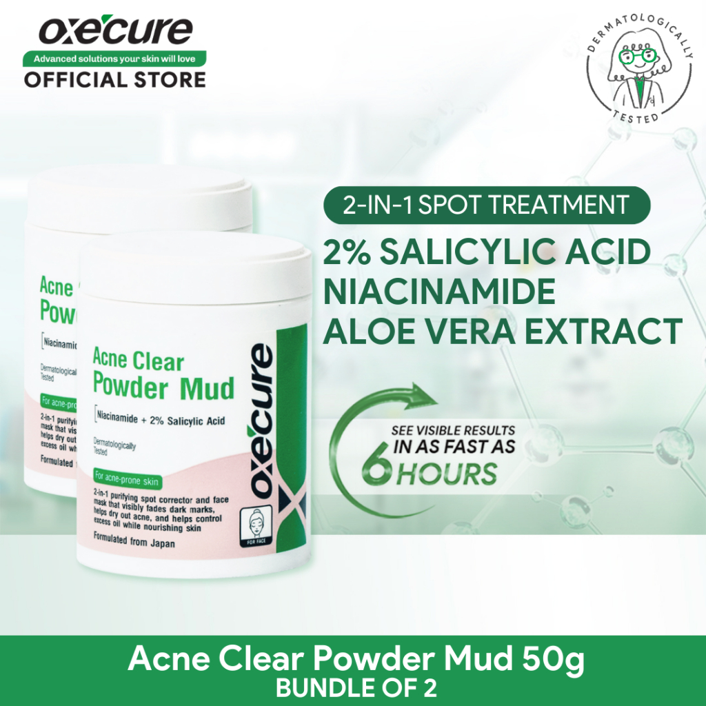 Oxecure 2 Salicylic Acid Acne Clear Powder Mud 50g Bundle Of 2 Ex Expiry Oct 2025 Shopee 3020