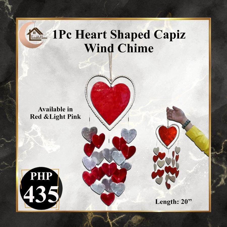 TwinkleHome 1PC Heart Shaped Capiz Wind Chime ( 20inches height ...