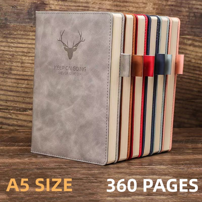 Deer Head A5 Ultra Thick Leather Notebook Business Diary Writing ...