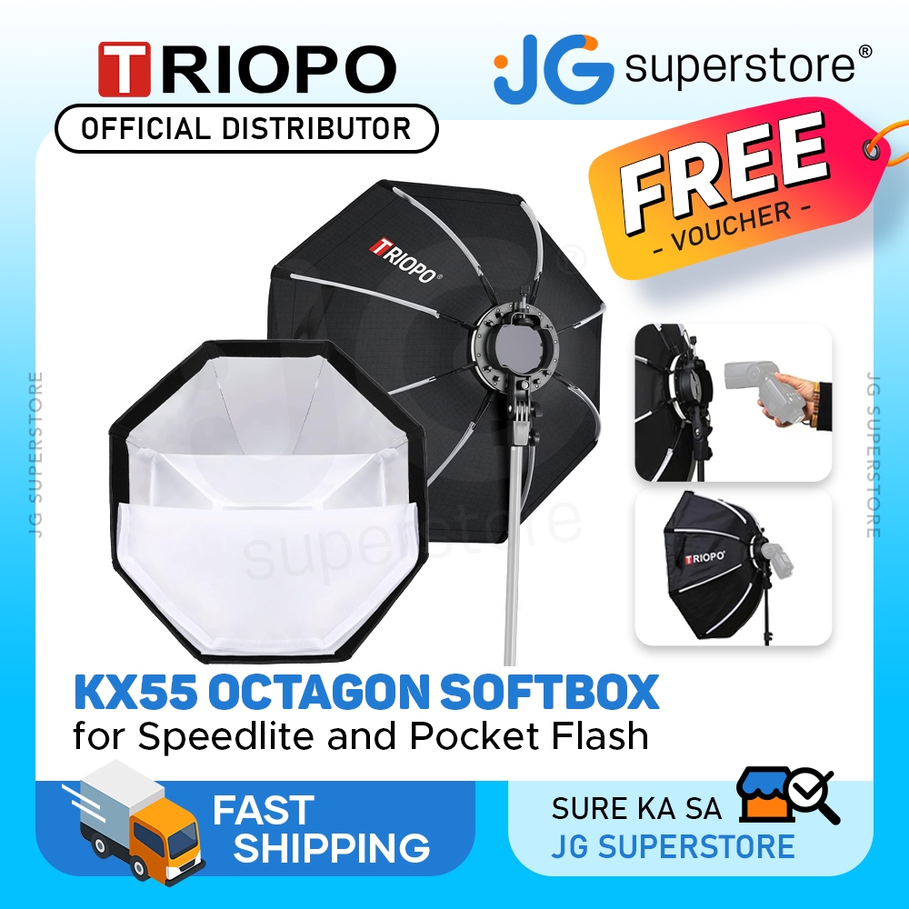 Triopo KX55 Foldable Octagon Softbox for Speedlite Flash Light Camera ...