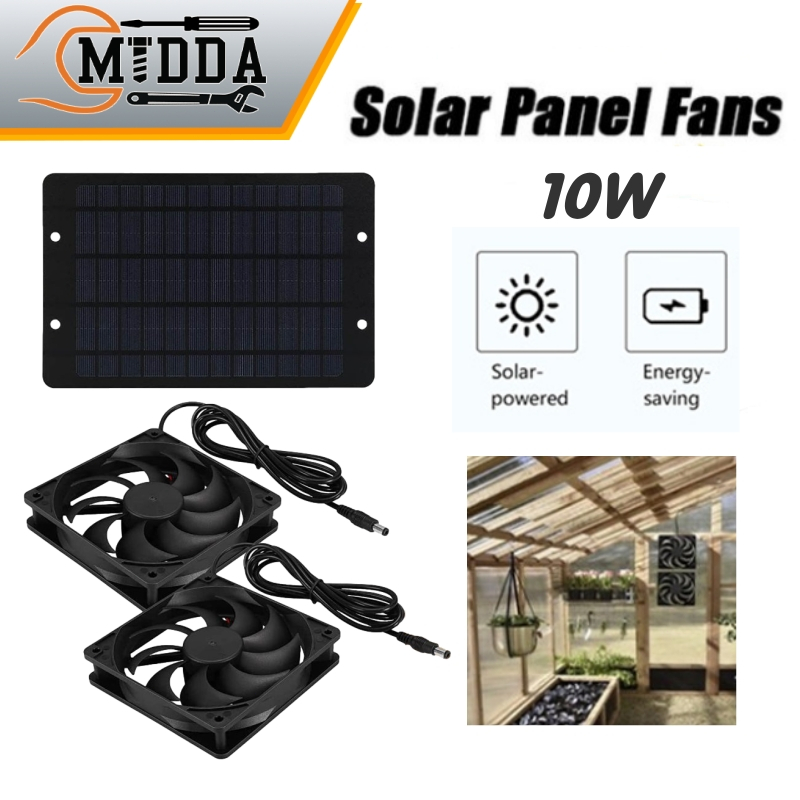 Solar fan 10W Dual fan waterproof outdoor portable ventilator 2 exhaust ...