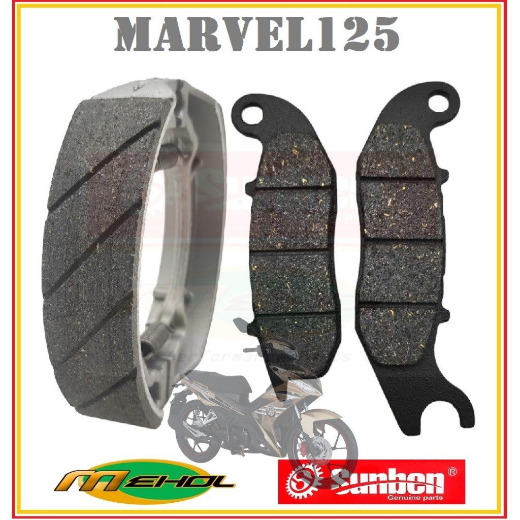 MEHOL BRAKE SHOE AND BRAKE PAD FOR EURO MARVEL125 (black) | Shopee ...