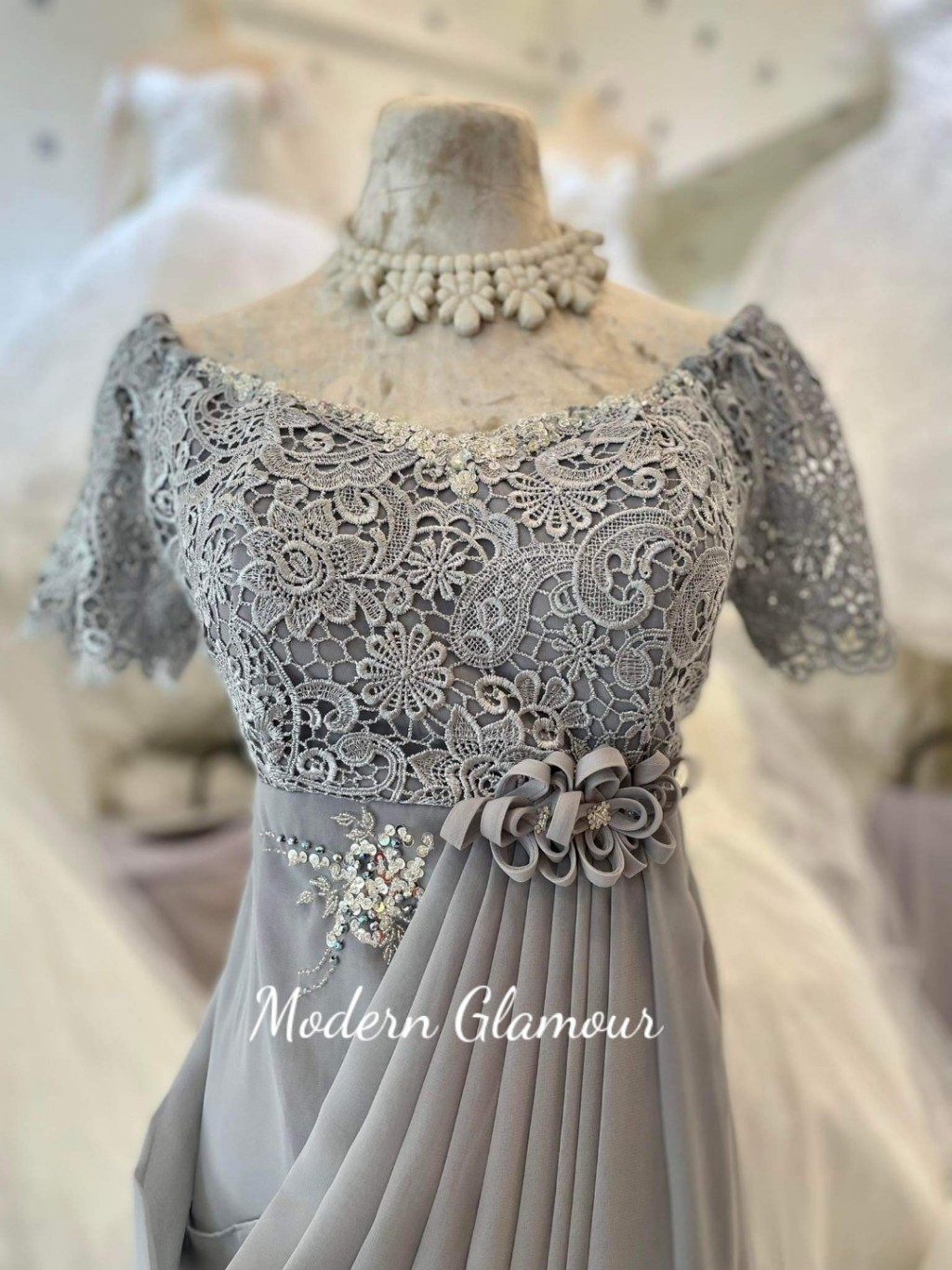 GRAY COLOR GOWN FOR PRINCIPAL SPONSOR NINANG DRESS MOTHER OF THE BRIDE