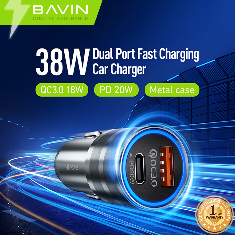 BAVIN PC888 20W Fast Charging Car Charger with USB (18W) & Type-C (20W ...