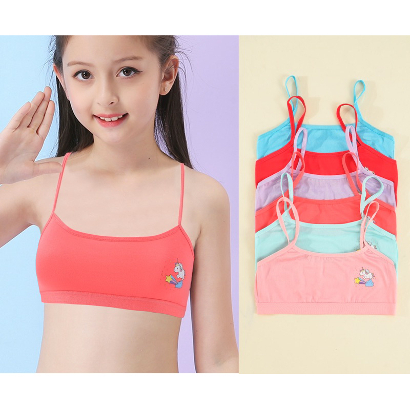 8-16Y) Baby bra girl training bra underwear solid color baby bra anti  peeping youth sports bra