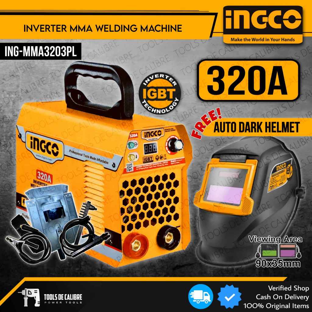 INGCO Portable IGBT Inverter ARC Welding Machine 320A INGMMA3203PL w/ FREE Auto Darkening