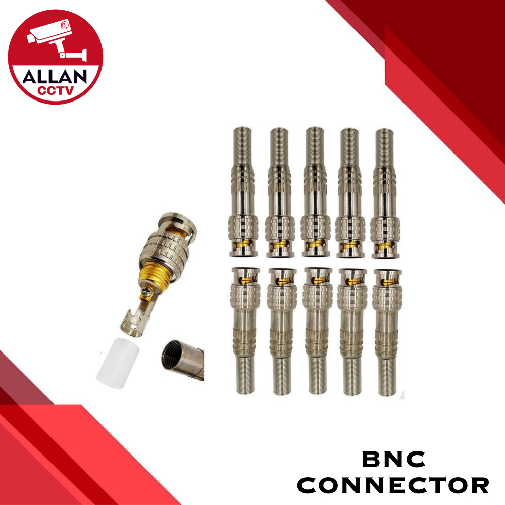 ALLAN CCTV ( 10PCS ) BNC Connector Gold Plated with spring, scew type ...