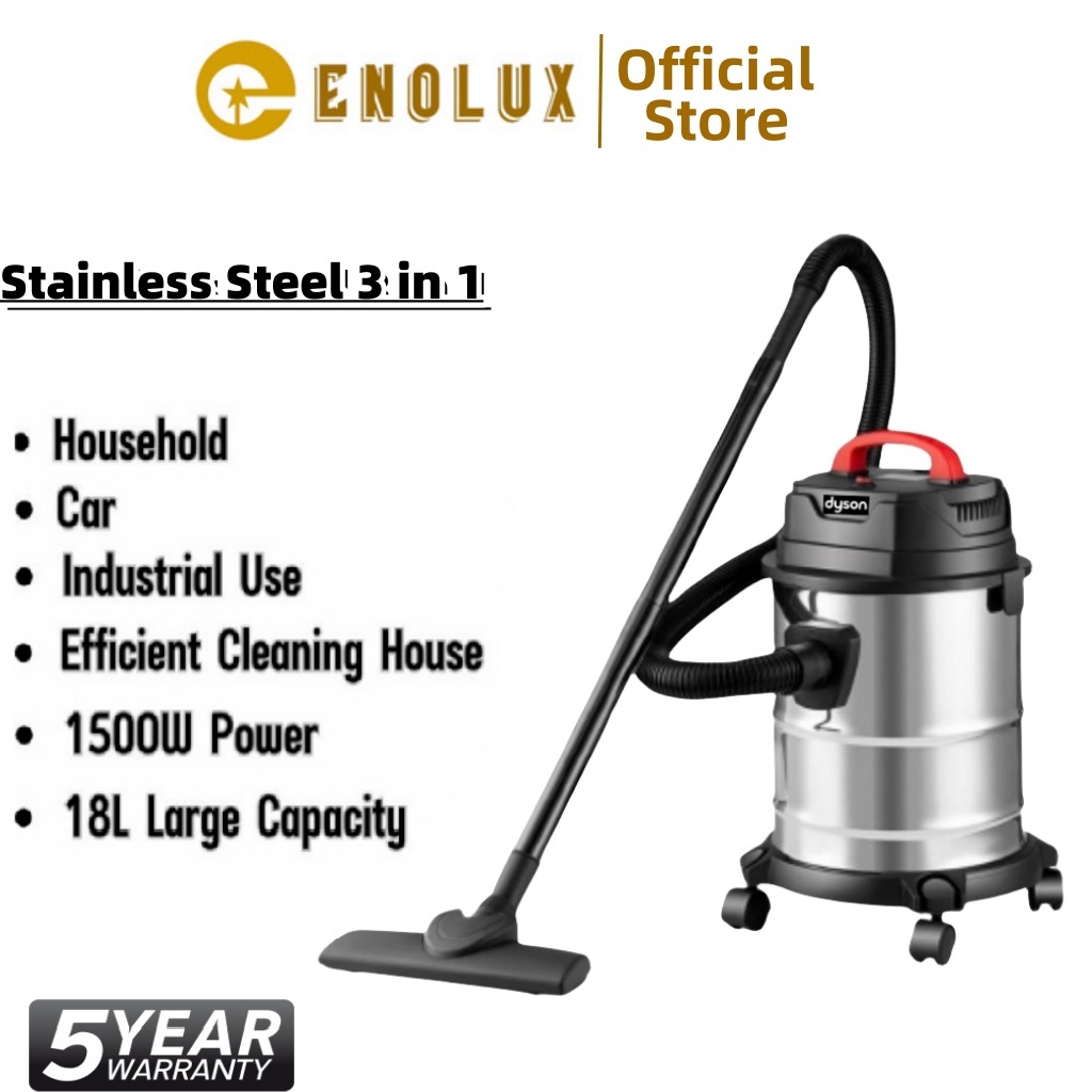 Enolux 3 in 1 / 2 in 1 Stainless Steel Vacuum Dry & Wet Heavy Duty 18/ ...