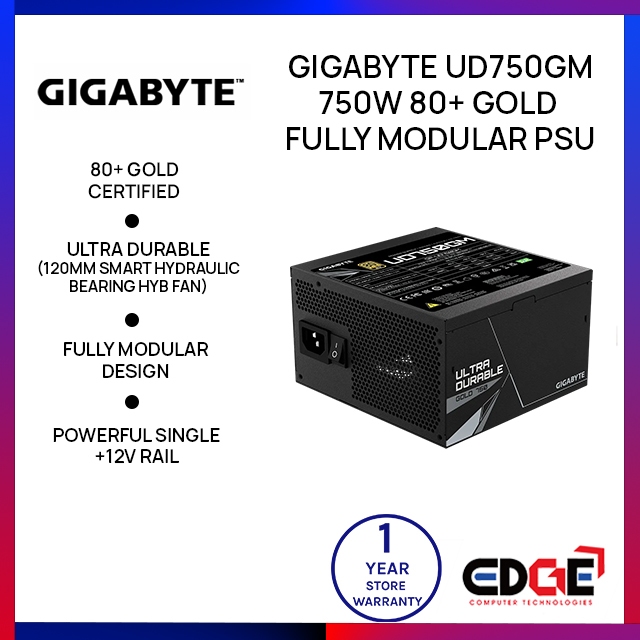 EDGE | GIGABYTE UD750GM 750W 80+ Gold Fully Modular PSU Power Supply ...