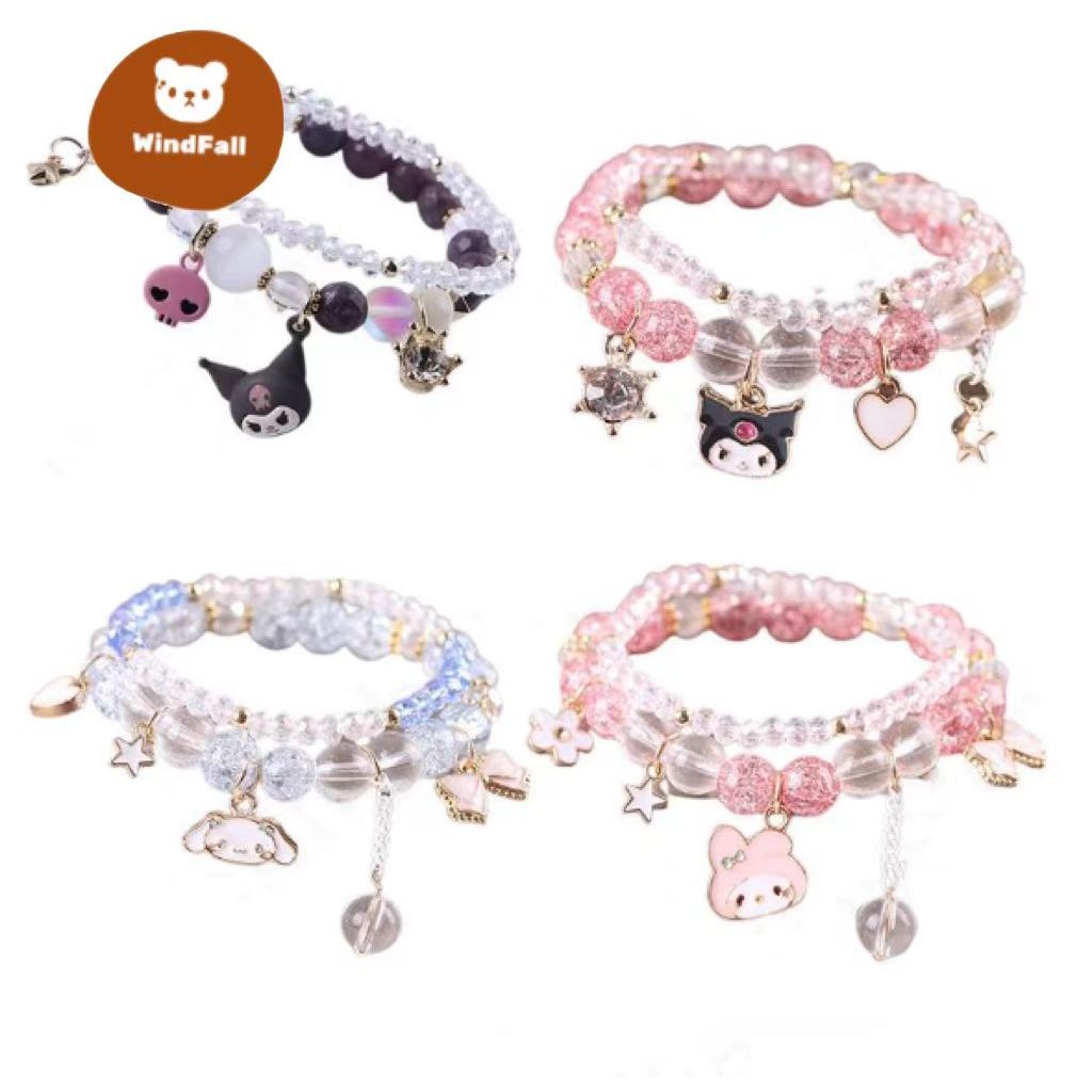 【WindFall】Sanrio Bracelet Y2k Hello Kitty Crystal Bracelet Kuromi ...