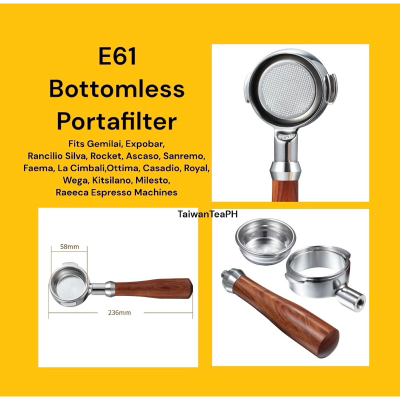 58mm portafilter for Gemilai E61 espresso machine Bottomless Coffee ...