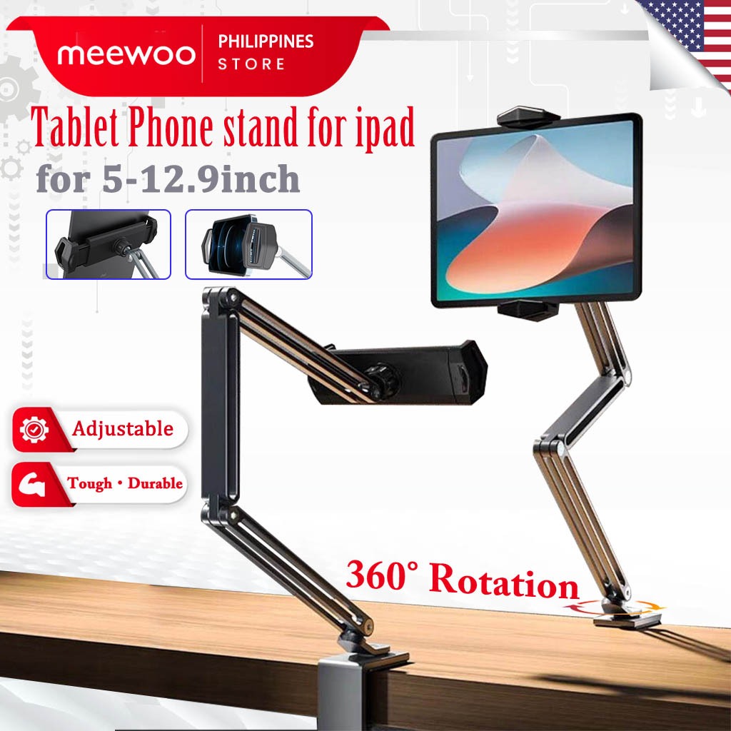 Meewoo Tablet Stand Adjustable Aluminum Alloy Lazy Arm Tablet Phone Holder  for Desk