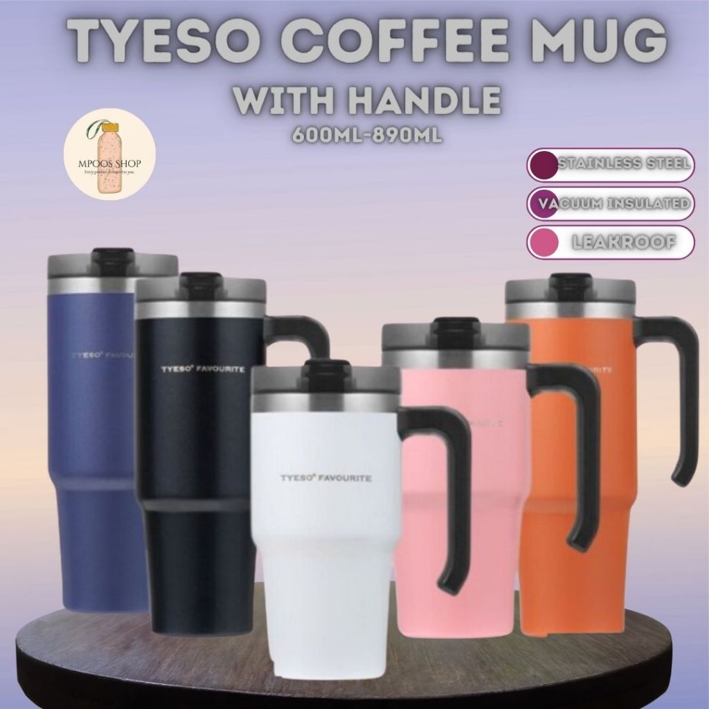 600/890ML Tyeso Double Wall Insulated Coffee Mug With Handle Large ...