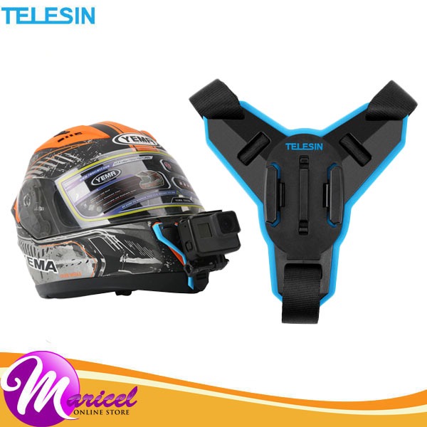 Telesin Action Camera Motorcycle Full Face Helmet Chin Strap Mount