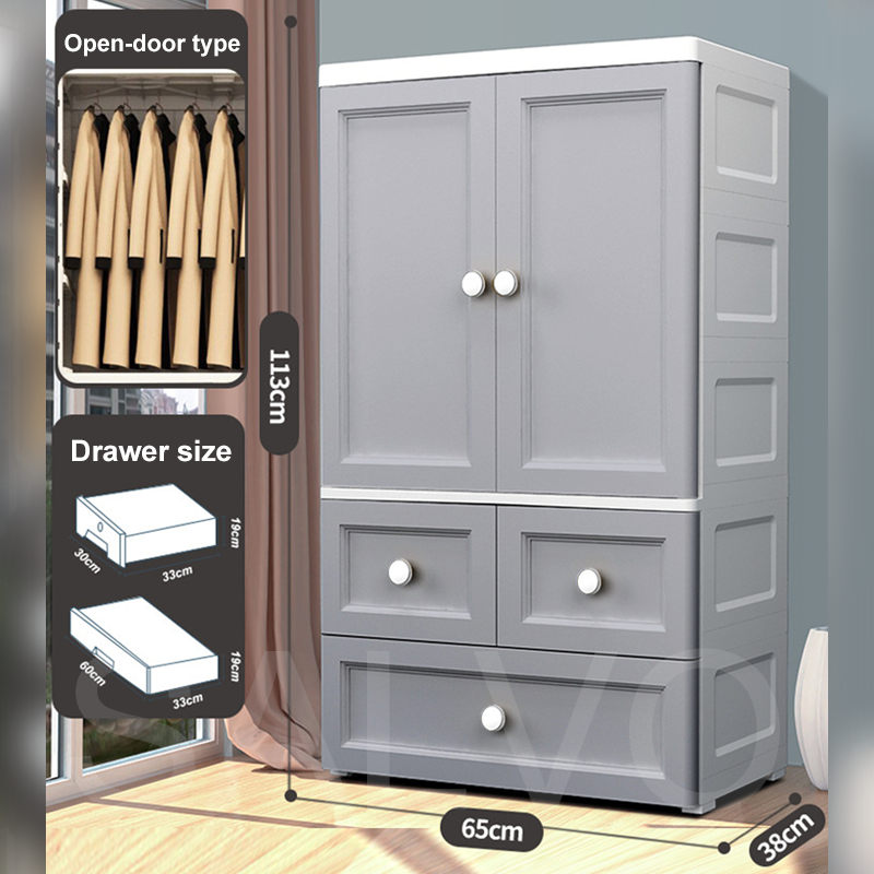 SALVO Durabox Cabinet Drawer clothes storage Cabinet With Wheels White ...