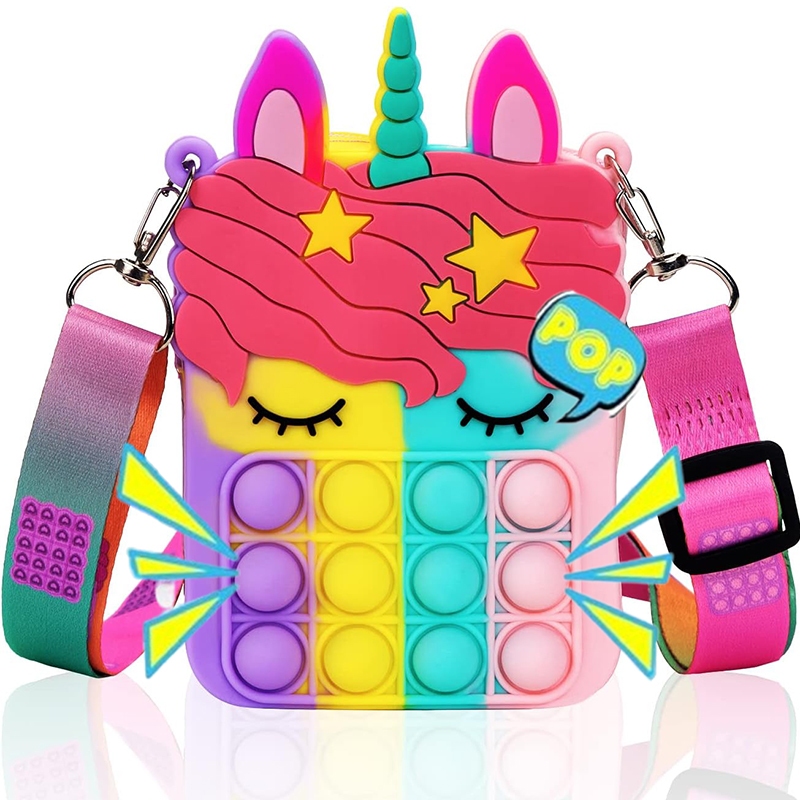 Timi Pop It Bag For Kids Girls Fidget Toy Unicorn Bag Children Coin ...