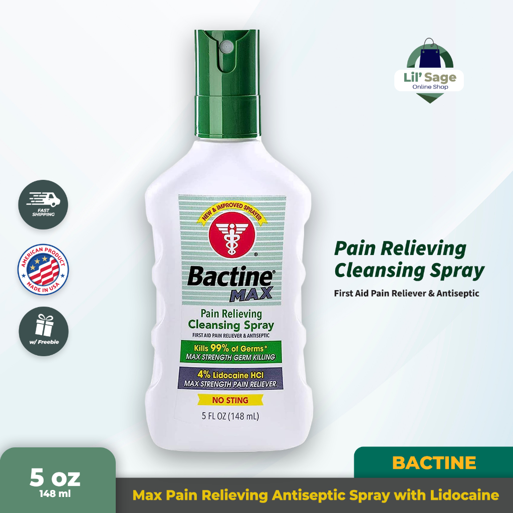 Bactine Max Antiseptic Spray with Lidocaine 5 oz (148 ml) Shopee
