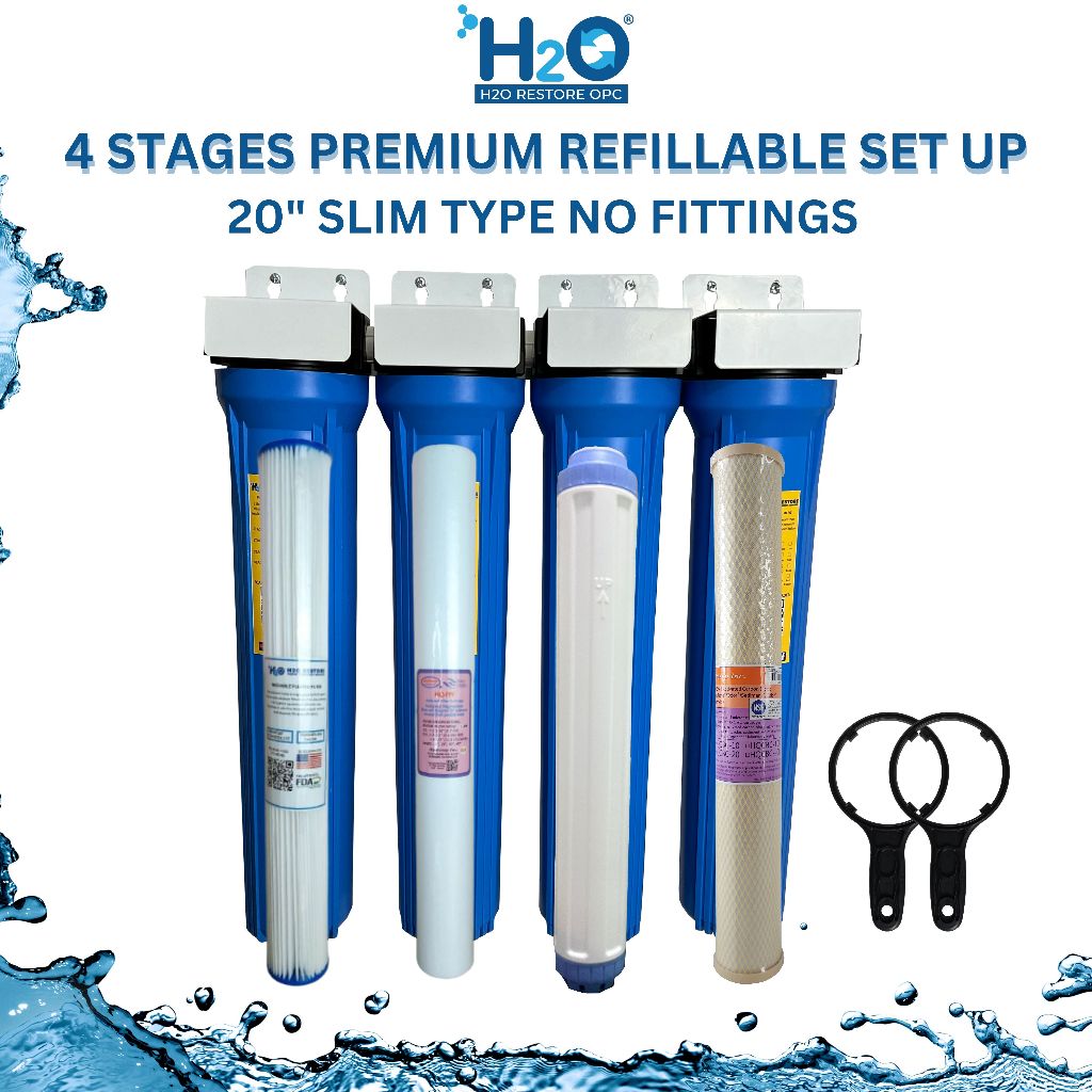 4 Stages Water Filter Refillable Deepwell Premium Heavy Duty Complete ...