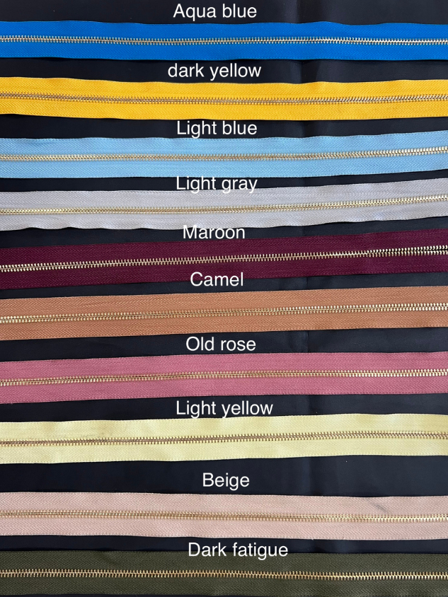 Zipper Teeth 5 Gold Metal Teeth Continuous Zipper for BAGS and CRAFTS