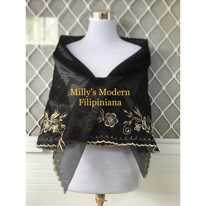 Modern Filipiniana lady shawl / balabal maria clara medium - 4xl ...