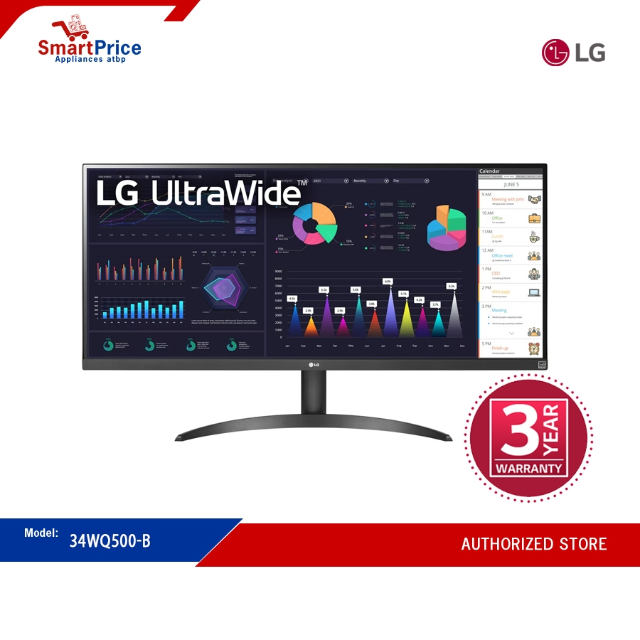 LG 34" UltraWide Monitor 34WQ500-B FHD IPS Monitor 100Hz 2560x1080 HDMI ...