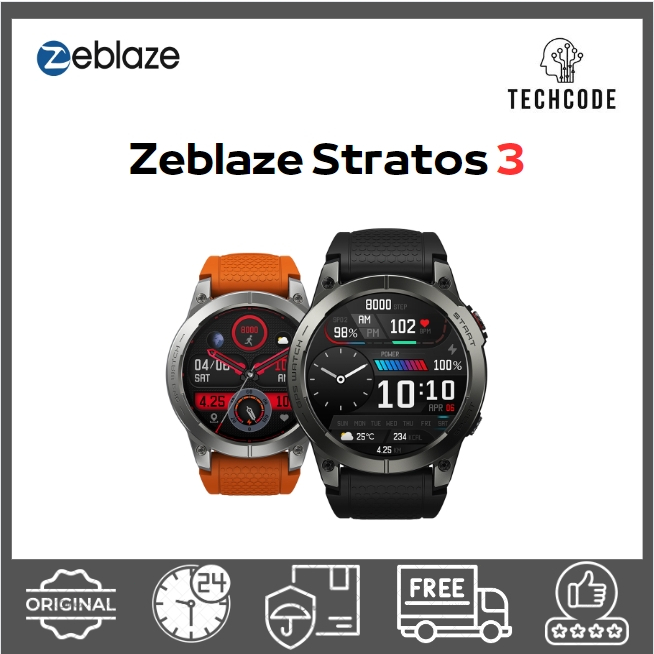 Zeblaze Stratos 3 Premium GPS Smart Watch Ultra HD AMOLED Display Built ...