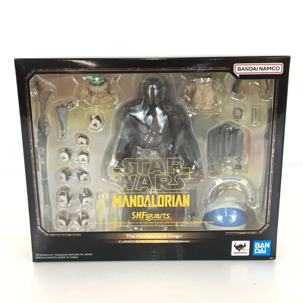 Figurine S.H. Figuarts Mandalorian & Grogu - 15 Cm Articulée, Pré-peinte, Avec Accessoires