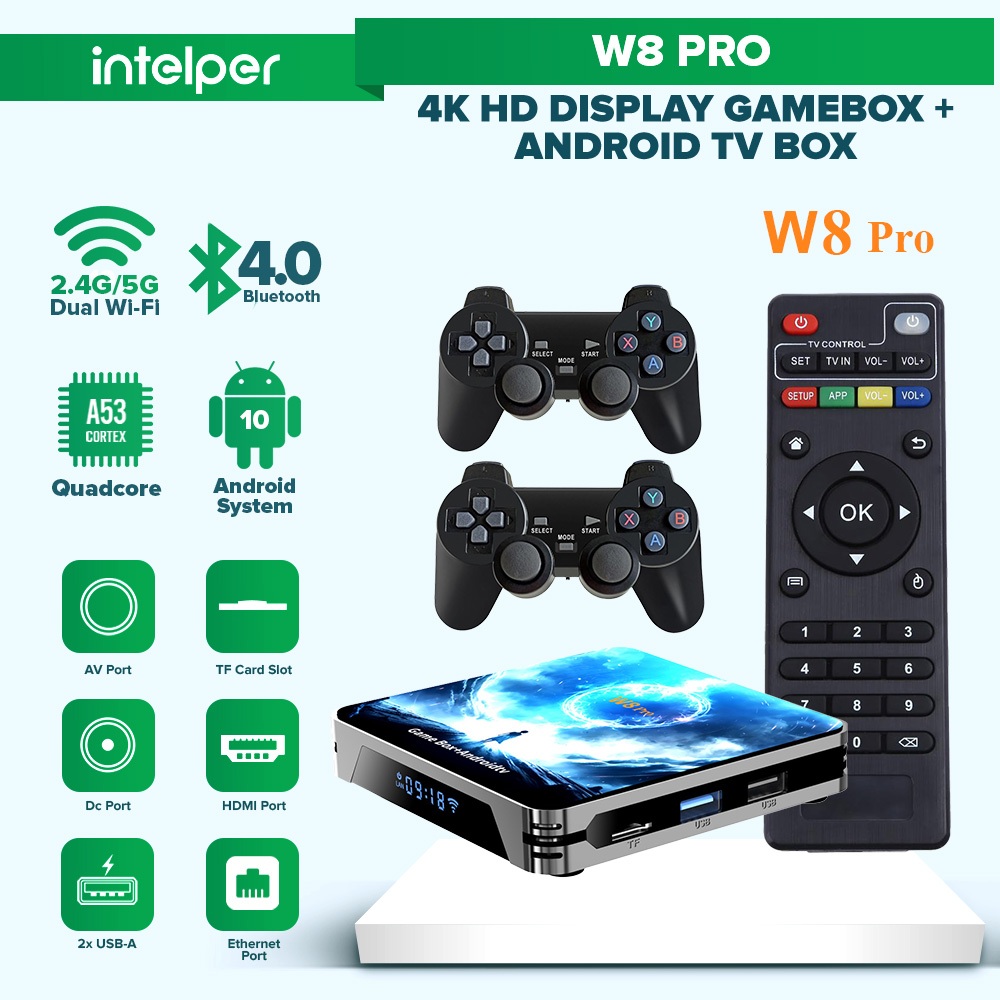 Intelper W8 Pro 1+8GB 5G Dual WiFi Android 10 TV Game Box 36000+ 3D ...