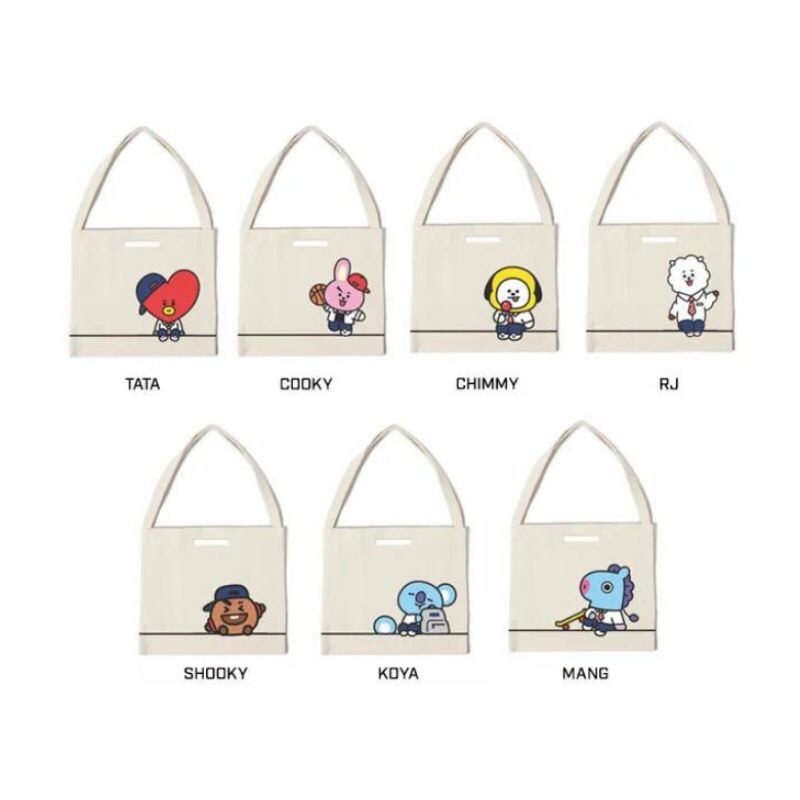 Bts Bt21 Official Goods Eco Canvas Shoulder Tote Bag Purse Women Line