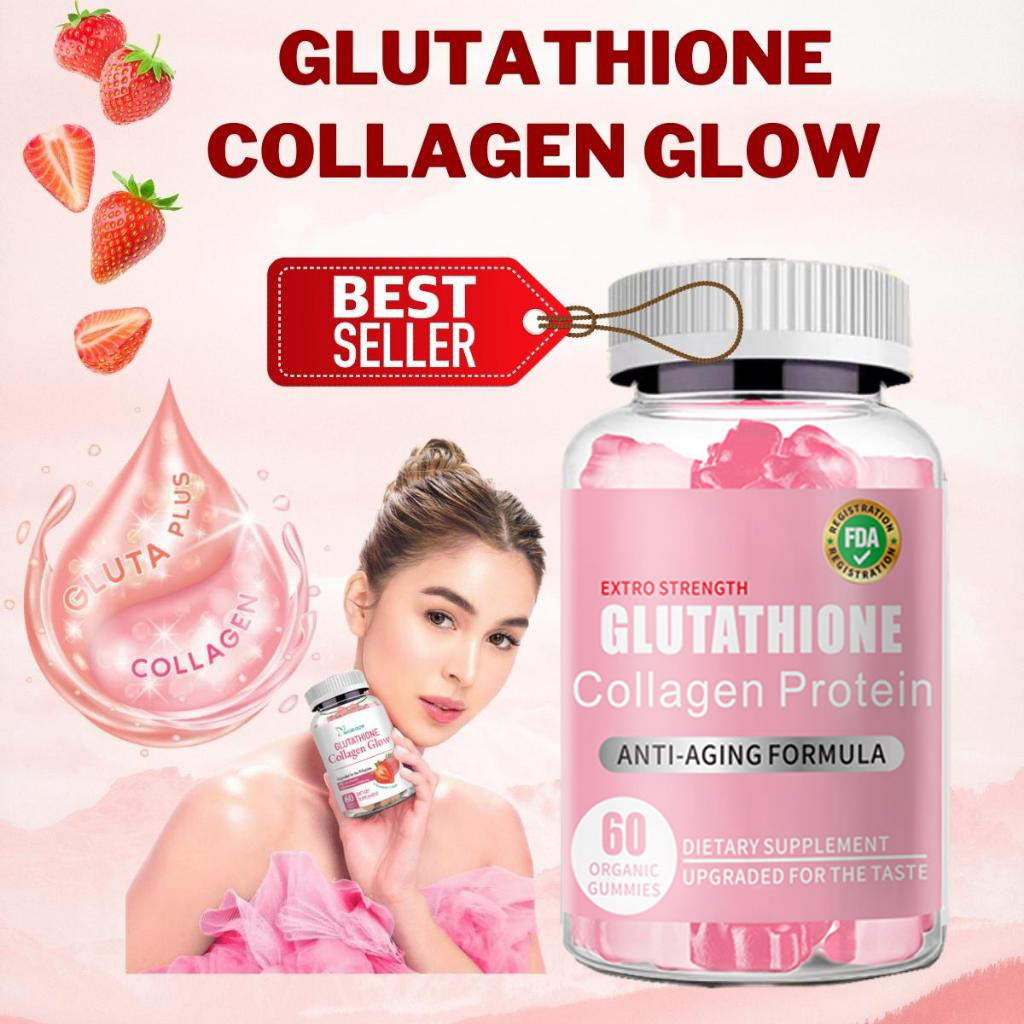 Glutathione Collagen Glow Gummies Anti-Aging Whitening Beauty Skin ...