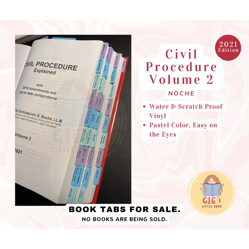 Civil Procedure Volume 2 by Noche 2021 Central Tabs Flags Stickers ...